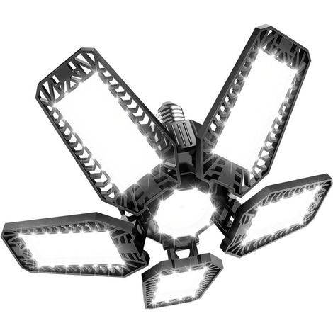 160-W-LED-Garagenleuchte, 1 Stück, E27-Fassung, flexible Werkstattleuchte mit 5+1 verstellbaren Paneelen, 16000 lm LED-Deckenleuchte für Garage, Keller, Küche, Werkstatt, Büro, Laden (1/5)