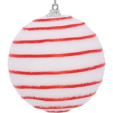 Pallina di natale bianca a strisce, diametro 80 mm - Atmosphera créateur d'intérieur (1/5)