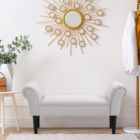 Banquette chaussures accoudoirs Bois 130 kg banc rembourré chambre/salon/couloir charge 102x36x51 cm