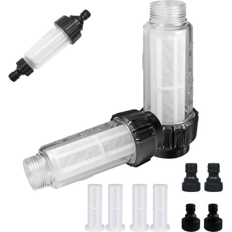 Morlight 2 Filtre à Eau pour Tuyau d'arrosag, 3/4 inch Water Prefilter, Filtre Tuyau Arrosage, avec 4 Cartouches et 4 adaptateurs Rapides pour Nettoyeur Haute Pression, Pompe de Jardin (1/5)