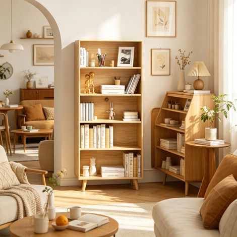 Étagère de rangement autoportante 5 compartiments – bibliothèque sur pied pour cuisine, salon ou bureau, sans montage complexe (1/4)