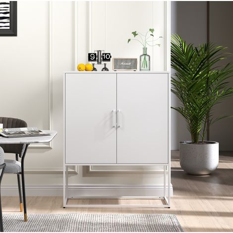 Aparador metálico con 2 estantes y puertas magnéticas OKMYHOME (1/5)