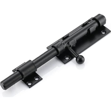 Verrou de porte coulissante 196mm en acier inoxydable, verrouillable, noir