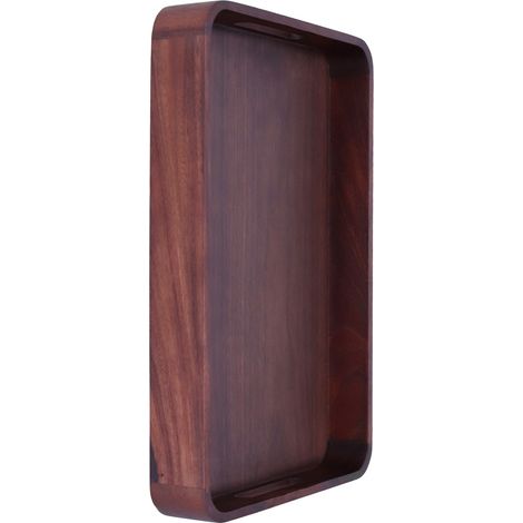 Plateau rectangulaire en noyer, assiette à dîner en bois, plateau à fruits, porte-tasse à thé pour la maison (petit format) (1/5)