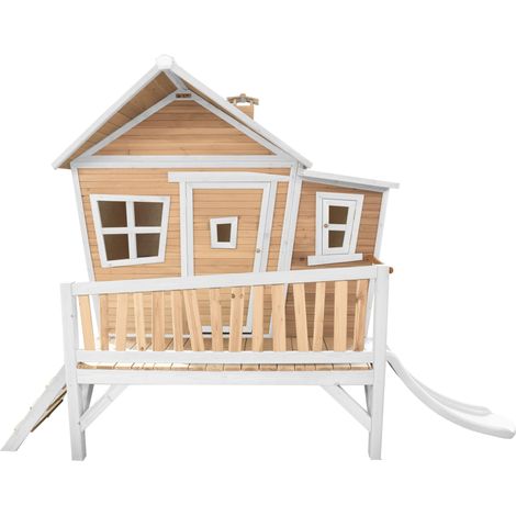 Axi Emma Maison Enfant Avec Toboggan Blanc Aire De Jeux Pour L'Extérieur En Marron & Blanc Maisonnette / Cabane De Jeu En Bois Fsc