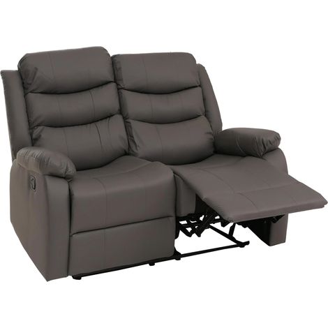 Canapé cinéma 2 places fauteuil relax TV avec accoudoirs et fonction inclinable similicuir gris 040009407