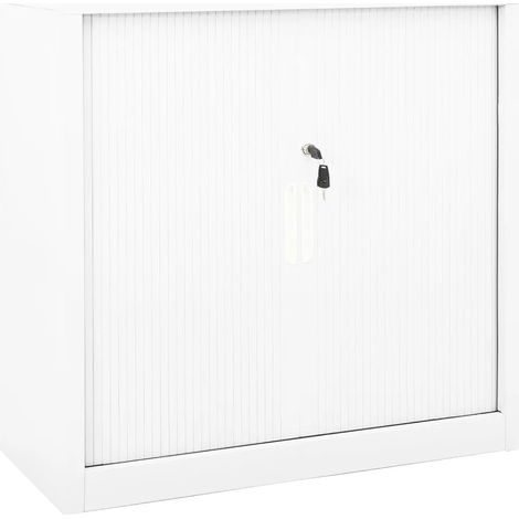 Armadio con ante scorrevoli bianco 90 x 40 x 90 cm con 2 ripiani regolabili stile moderno in acciaio bianco 020046916