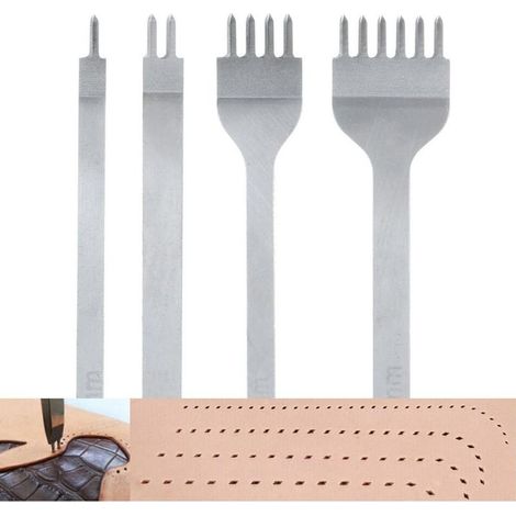 4Pcs 4mm DIY Cuir Kit Outils Perforatrice Artisanat du Cuir Griffe Perforateur Trou Couture Diamant Laçage (1/5)
