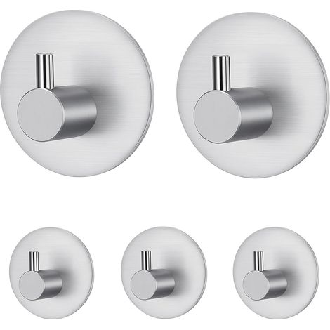 Ganchos de pared de alta resistencia que soportan una carga considerable ideales para baños, armarios y puertas de vestidores (paquete de 5). (1/5)