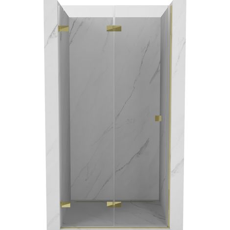 Mexen Lunar-F faltbare Duschabtrennung links 100 cm, transparent, gold - 836-100-000-50-00-L