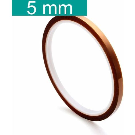1 rouleau ruban adhésif haute température, 5 mm de largeur, sans résidu après retrait, isolation électrique, pour soudage à la vague et impression 3D (1/4)
