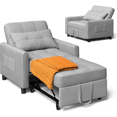 Bealife Poltrona Letto Pieghevole con Cuscino Regolabile, Contenitore Integrato, Rotelle e Design Multifunzione