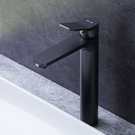 AM.PM Haut Mitigeur Vasque à Poser Mitiguer Noir Haut Lavabo Robinet Salle Bain Robinet de Lavabo pour Salle de Bain Mélangeur Lavabo en Laiton (1/4)