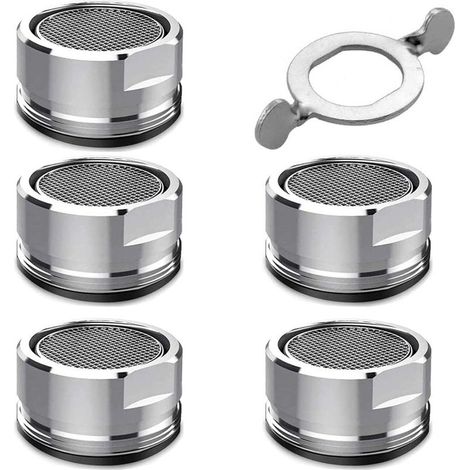 Lot De 5 Aérateurs M24 - Robinet - Filetage Extérieur - Buse De Mélange Avec Filtre En Acier Inoxydable - Avec Clé De Mélange Chromée - Pour Robinets (1/5)