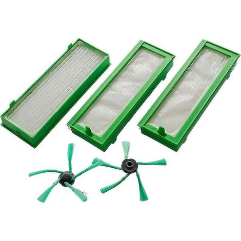 Für Vorwerk Kobold VR200 & VR300: 3x HEPA-Filter & 2x Seitenbürsten