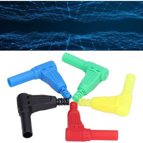Packung mit 10 Sicherheitsverschlüssen für 4-mm-Bananenstecker mit 90-Grad-Winkelsteckern (1/5)