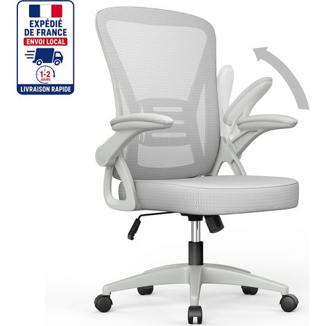 Fauteuil de Bureau Xhomrattan, Chaise Ergonomique à roulette, Hauteur Ajustable, Soutien Lombaire Dossier Règalable, Poids Max 150kg,Gris