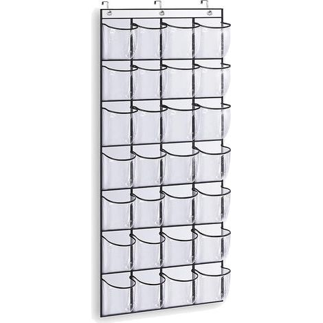 Étagère à chaussures suspendue à 28 compartiments. grand porte-chaussures transparent. blanc. pour placard ou porte de dressing. (1/5)