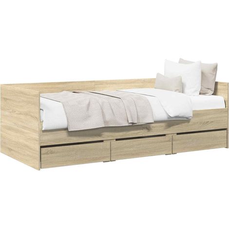 Cama de día con cajón Roble Sonoma Madera de ingeniería vidaXL