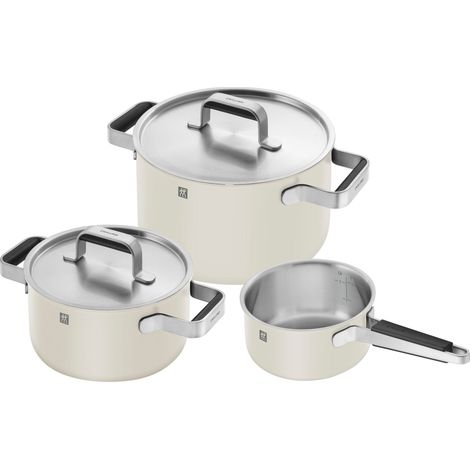 Zwilling - Pure Pots and pans set - Elfenben-Hvid - 3-pcs, 18/10 stainless steel