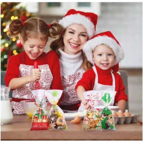200 pcs Sachet Bonbon Noël, Sachet Plastique Transparent -Sac de Biscuits et de Cadeaux (1/5)