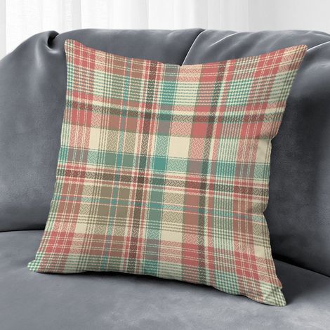 Housse de coussin carreaux rustique, décoration intérieur élégant,40×40cm (1/5)