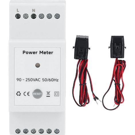 Ortviai Compteur d'énergie WiFi monophasé avec 2 pinces CT 80 A pour système solaire photovoltaïque 90-250 V