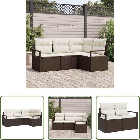 Poly Rattan - Sofa Set mit Kissen Braun Poly Rattan (1/5)