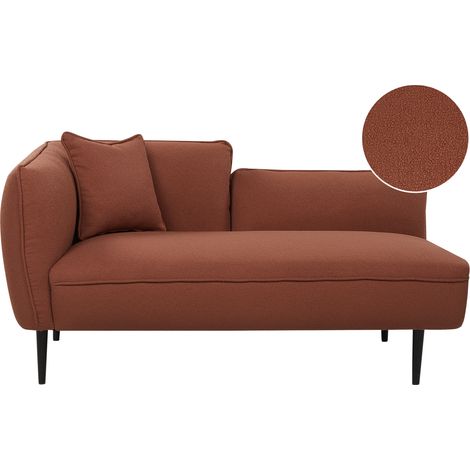 Chaise longue bouclé con cojín patas de metal rojo oscuro izquierdo Chevannes (1/5)