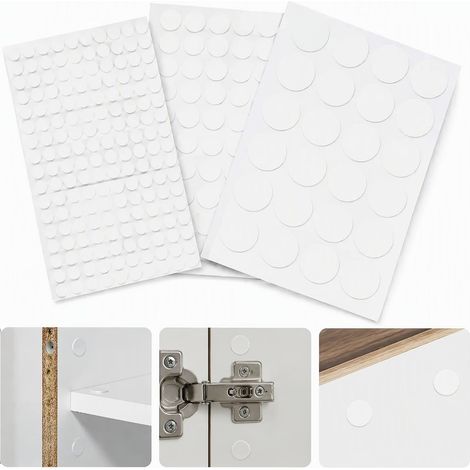 Cache Vis Blanc, 290 Pièces Cache Trou Meuble, 3 Tailles 12mm/15mm/21mm (1/5)