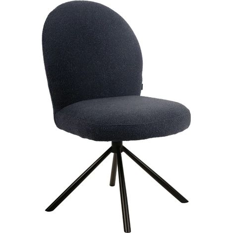 Chaise rotative 180° en tissu bouclette noir et métal noir - JULIEN (1/5)