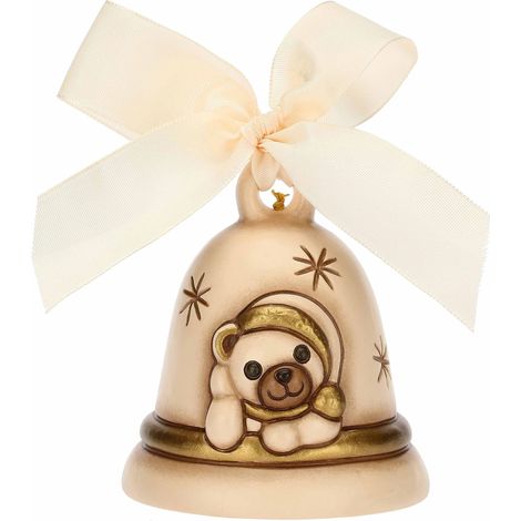THUN - Campanella Limited Edition 2023 Crema con Teddy in Ceramica Decorata a Mano, Decorazioni Natale Casa, 7.3x7.3x8.5 cm h (1/2)