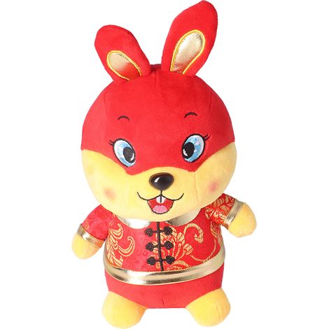 Lapin en peluche rouge doux et amusant pour décoration de maison, jouet en peluche pour enfants et adultes, 20 cm. (1/5)