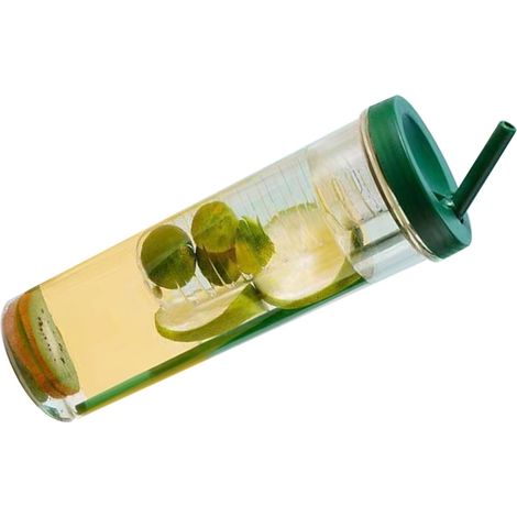700-ml-Trinkflasche mit Strohhalm, durchsichtige Kunststoff-Wasserflasche mit Strohhalm, tragbarer Saftbecher, Trinkflasche, Grasgrün (1/5)