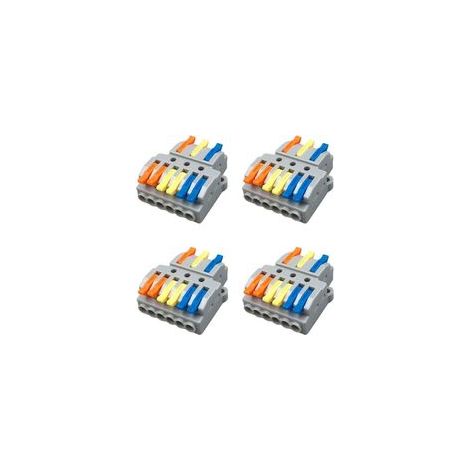 4Pcs KV436 Levier-Ecrou Fil Connecteur Set, 3 en 6 sorties Conducteur Compact Fil Connecteurs, Compact Connecteur Ressort Bornier (1/4)