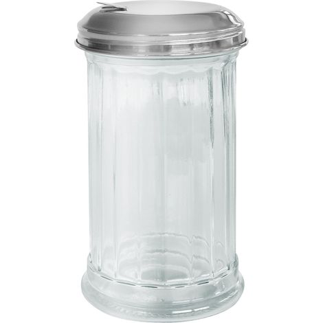 Fackelmann Zucchero Bistro - Zuccheriera in Vetro, con Coperchio in Acciaio Inox (Colore: Argento/Trasparente), Quantità: 1 Pezzo