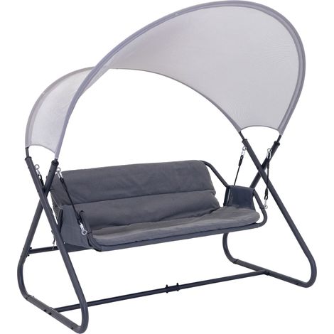 GARDEN SWING Schaukelbank mit freistehendem 3-Sitzer-Baldachin und Kissen (1/4)