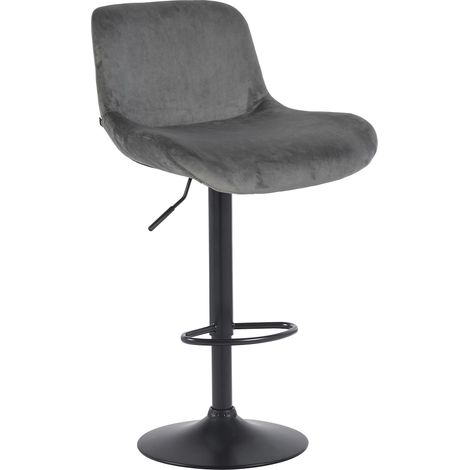 Sgabello da bar regolabile in altezza e girevole x1 con poggiapiedi in velluto grigio scuro e struttura in metallo nero 100005795