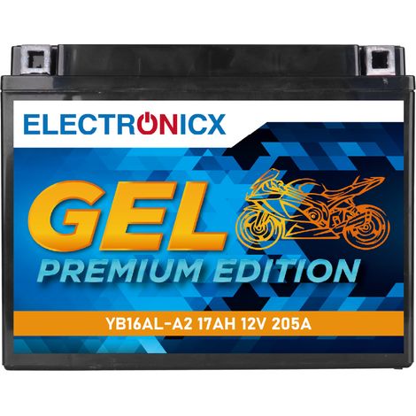 Electronicx GEL Motorradbatterie 12V 17Ah 205A/EN YB16AL-A2 - Wartungsfrei, Doppelte Lebensdauer, Hohe Startleistung - Ersatz für, 51616 - Premium (1/5)