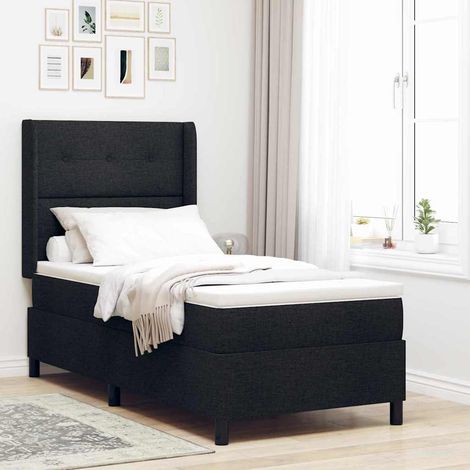 LED Boxspringbett mit Matratze Schwarz 80 x 200 cm Stoff