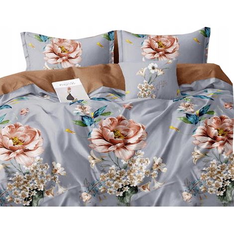Flanellbettwäsche 200x220 + 2 Kissenbezüge 70x80 mit Reißverschluss, warm, Blumen, Rosen (1/5)