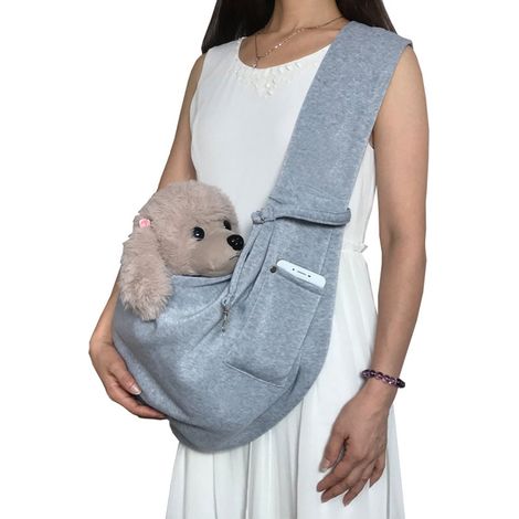 Sac à dos pour chien jusqu'à 10 kg - Sac de transport pour chien - Harnais pour chien avec sangle ouverte réglable - Convient aux petits chiens et aux chats - Gris 38x70 (1/5)