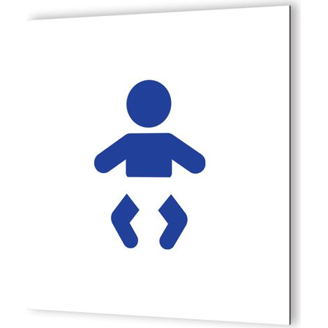 Pictogramme Change Bébé WC - Plaque signalétique Dibond blanc - Picto bleu - 20x20 cm, épaisseur 3 mm, fixation multiple (1/5)
