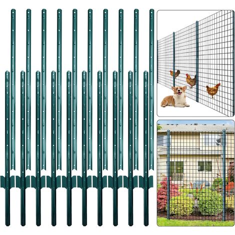10 x 182 cm High Galvanised Steel Fence Pegs for Fence, Rustproof, Easy Installation for Garden or Livestock (1/5)