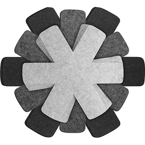Protecteurs de casseroles et de poêles, ensemble de 18, protecteurs de casseroles pour empilage, tampons de séparation de casseroles, 3 tailles différentes (1/5)