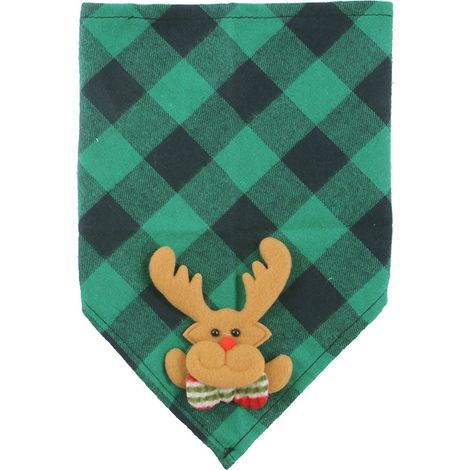 1 bandana pour chien, motif carreaux de Noël, tissu coton, ajustable, pour chiens et chats, usage festif et quotidien (1/5)