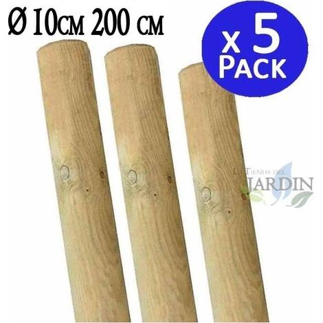 5 Stück Baumpfählen 200 cm, Durchmesser 10 cm. Nützlich für den Bau von Zäunen, Gehegen, Ställen, Pergolen usw, sow