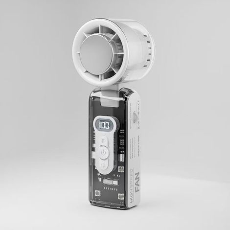 Tragbarer, wiederaufladbarer Ventilator mit LED-Beleuchtung, ideal für Reisen und Strand, Maße: 19,2 x 8 x 6 cm, Farbe: Weiß (1/5)