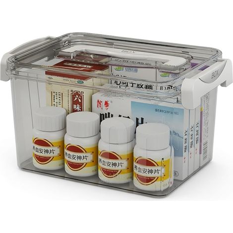 Boîte à médicaments portable à plusieurs niveaux transparent (1/5)