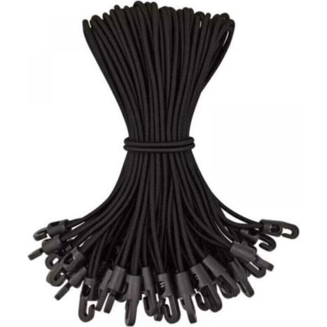 Lot de 50 tendeurs élastiques avec crochets, en caoutchouc de haute qualité, pour couvertures de piscine. (1/4)